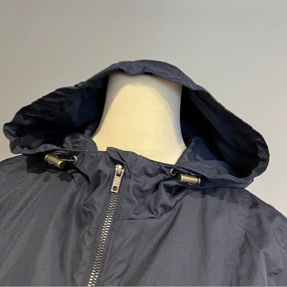 Serra Zip Up Long Navy Rain Coat Jacket Size Med - Picture 2 of 14